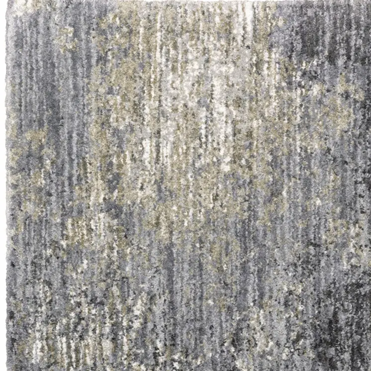 5' X 8' Gray And Ivory Abstract Shag Area Rug