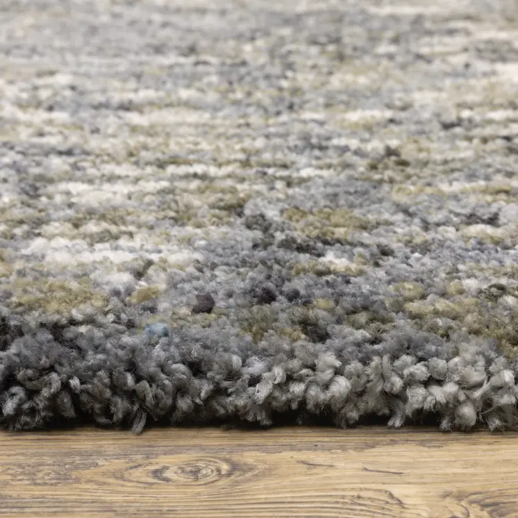 5' X 8' Gray And Ivory Abstract Shag Area Rug