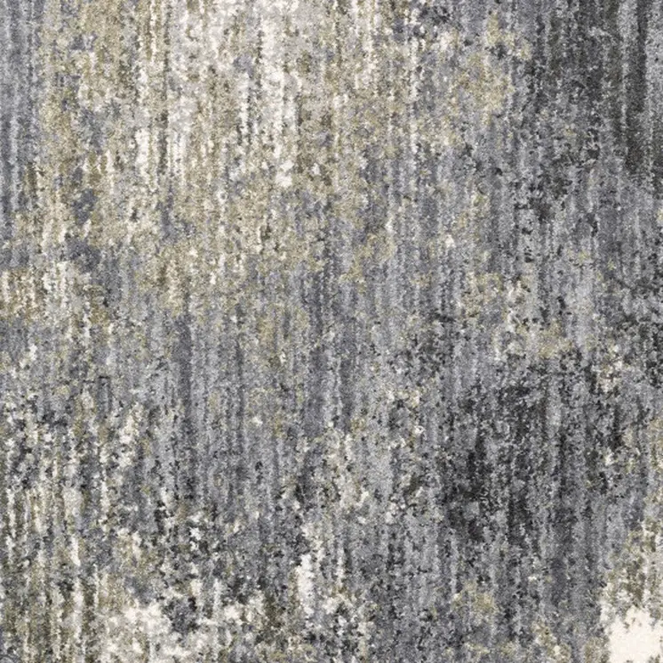 7' X 10' Gray And Ivory Abstract Shag Area Rug