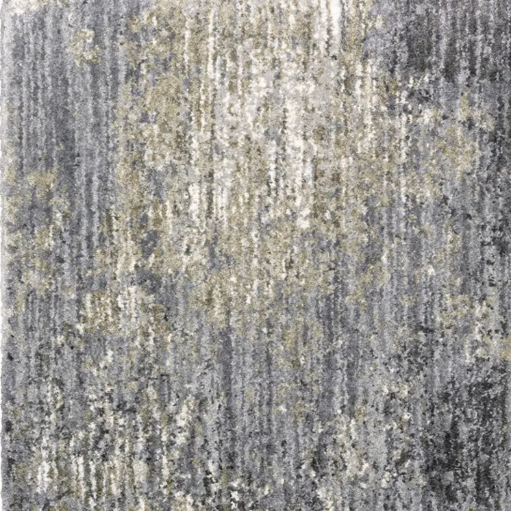 7' X 10' Gray And Ivory Abstract Shag Area Rug