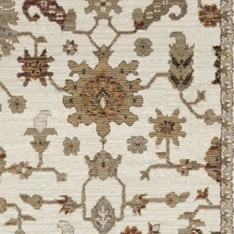 12' Ivory Gray And Orange Oriental Runner Rug