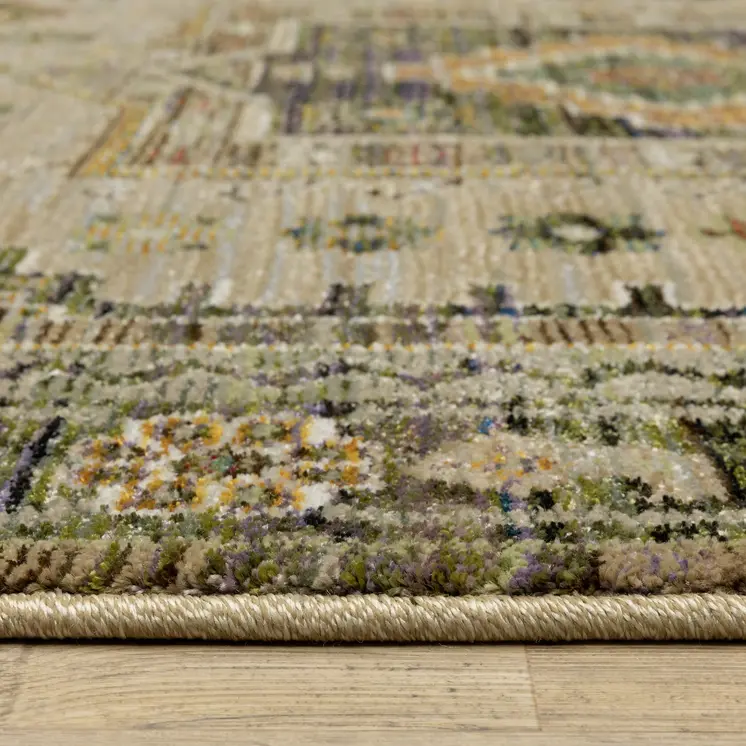 12' Gray And Green Tribal Runner Rug