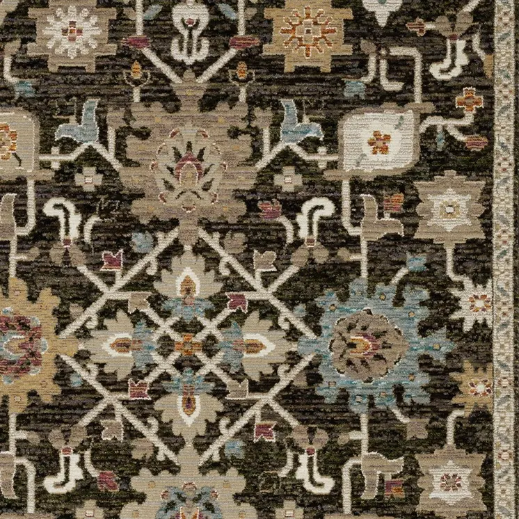 7' X 10' Brown Gray And Tan Oriental Area Rug