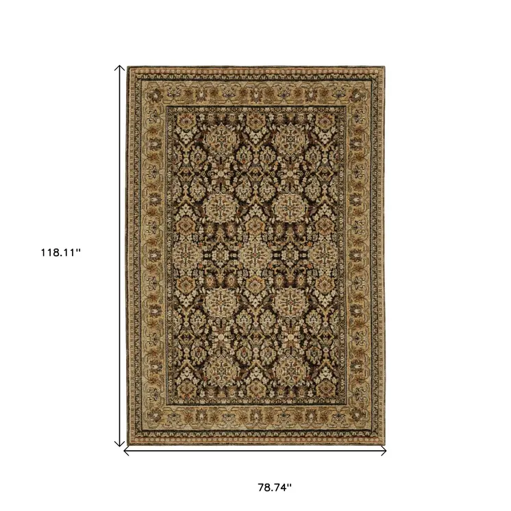7' X 10' Brown And Gold Oriental Area Rug