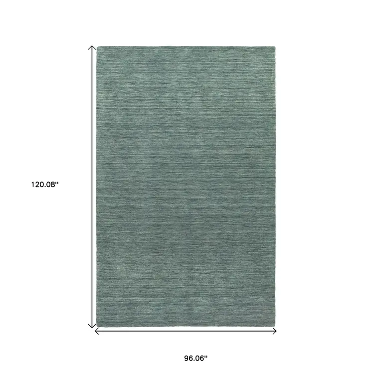8' X 10' Light Blue Wool Hand Tufted Area Rug