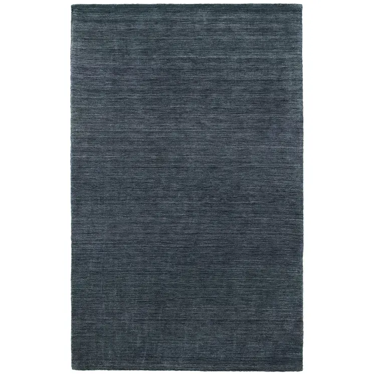8' X 10' Navy Blue Wool Hand Tufted Area Rug