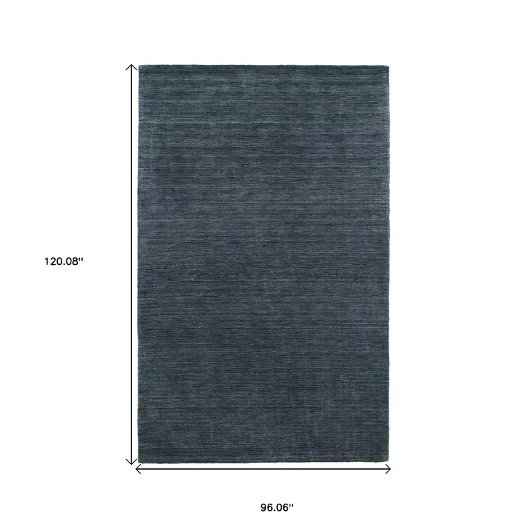 8' X 10' Navy Blue Wool Hand Tufted Area Rug