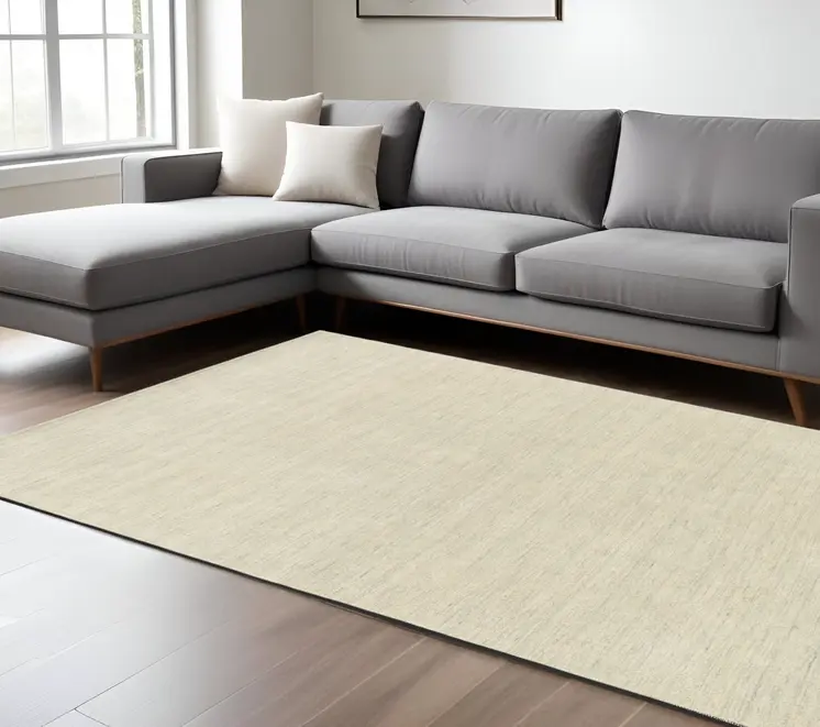 8' X 10' Beige Wool Hand Tufted Area Rug