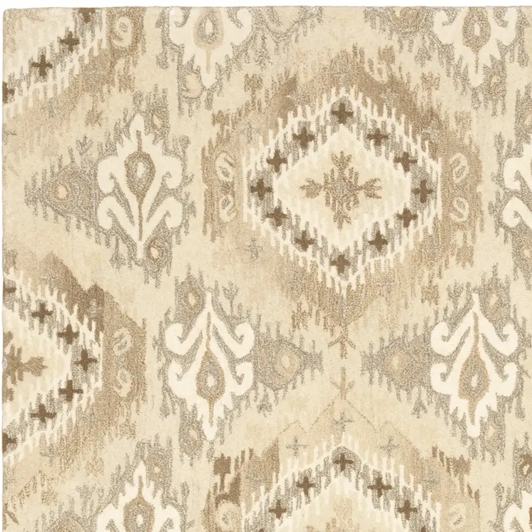 10' X 13' Beige And Ivory Wool Abstract Hand Tufted Area Rug