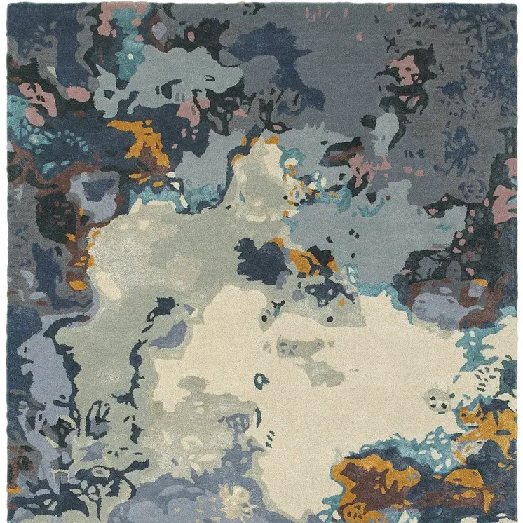 10' X 13' Blue And Gray Abstract Hand Tufted Area Rug