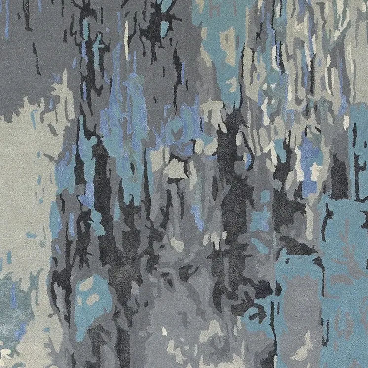 10' X 13' Blue And Gray Abstract Hand Tufted Area Rug