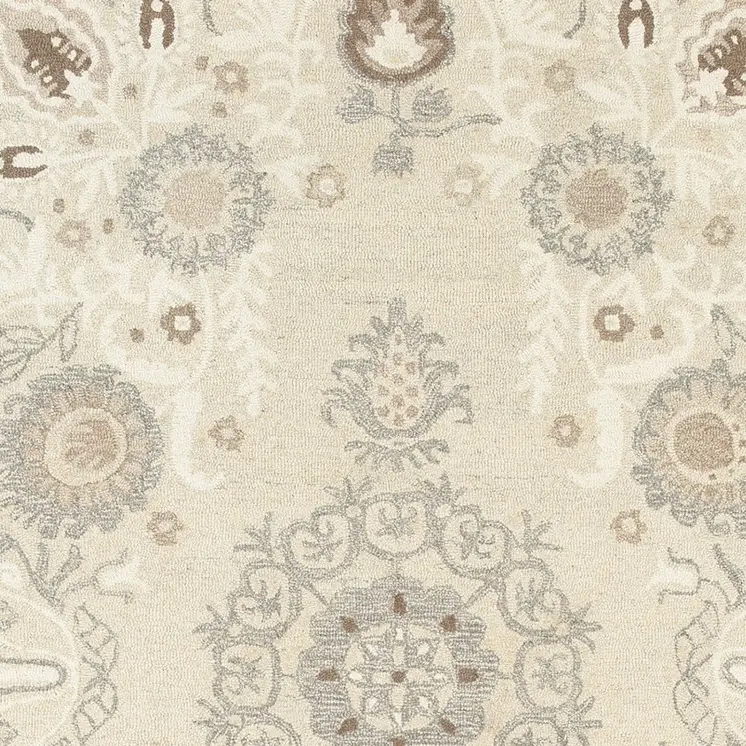 10' X 13' Sand Wool Floral Hand Tufted Area Rug