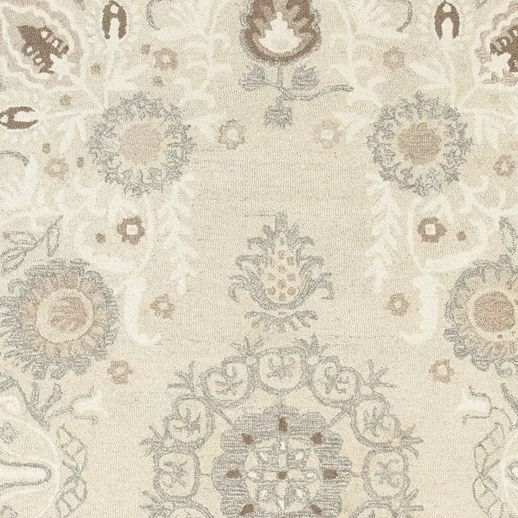 10' X 13' Sand Wool Floral Hand Tufted Area Rug