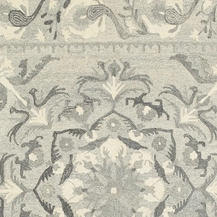 10' X 13' Ivory Wool Floral Hand Tufted Area Rug