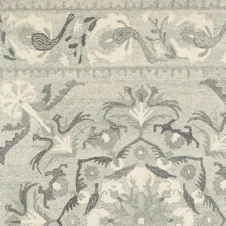 10' X 13' Ivory Wool Floral Hand Tufted Area Rug