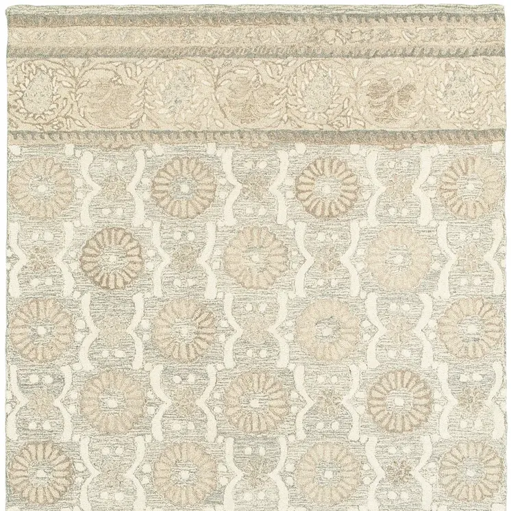 10' X 13' Sand Wool Floral Hand Tufted Area Rug