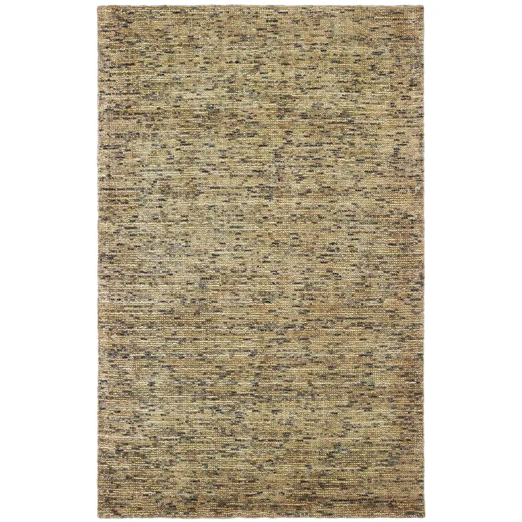 10' X 13' Gold And Green Hand Tufted Area Rug