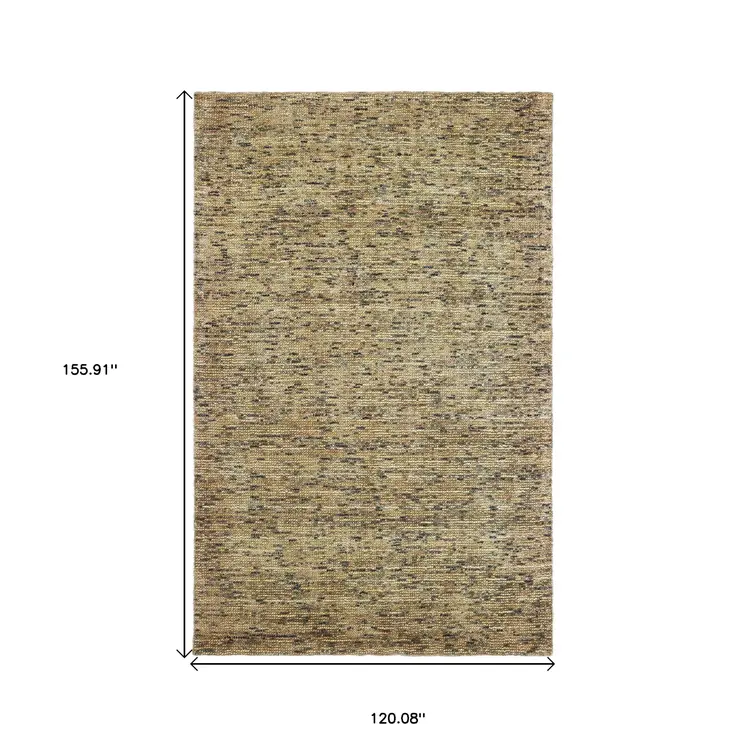 10' X 13' Gold And Green Hand Tufted Area Rug