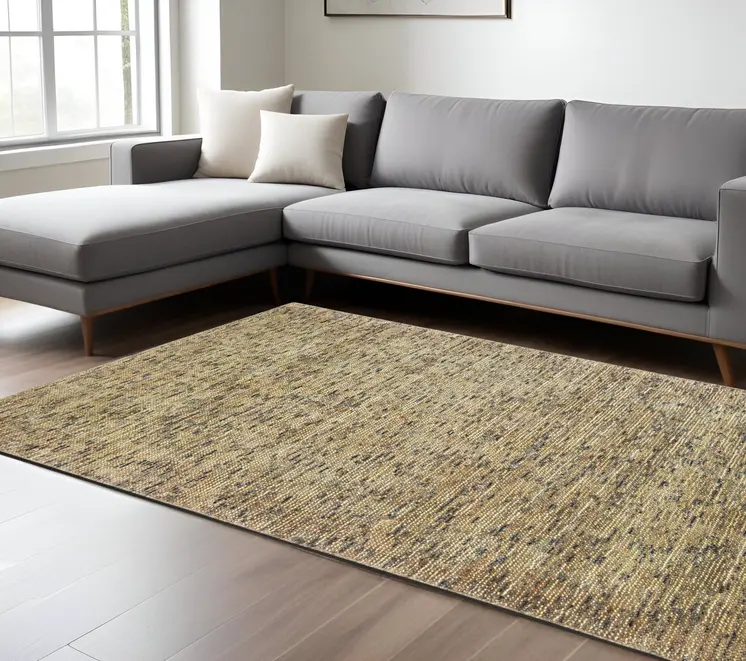 10' X 13' Gold And Green Hand Tufted Area Rug