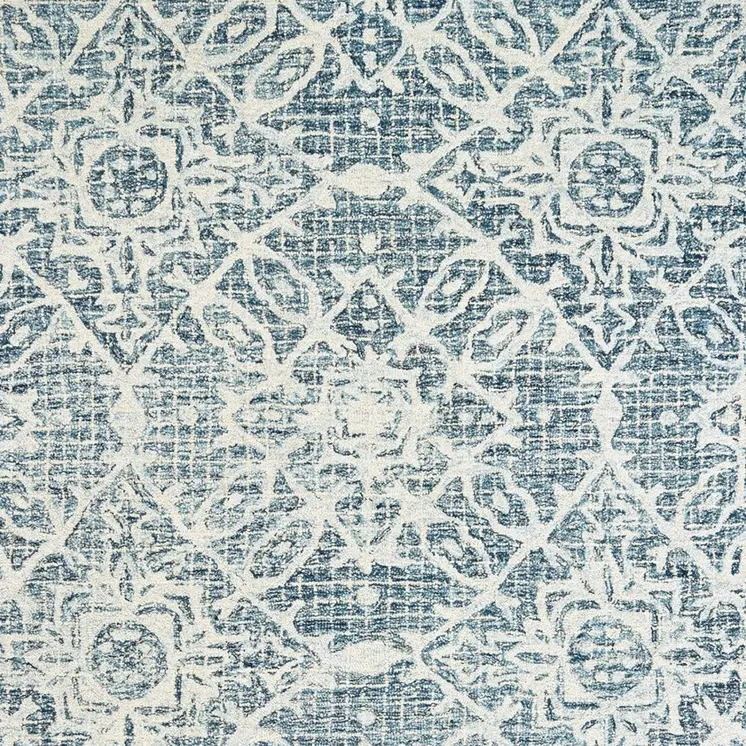 10' X 13' Blue And Ivory Wool Geometric Hand Tufted Area Rug