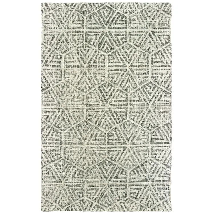 10' X 13' Gray And Ivory Wool Geometric Hand Tufted Area Rug