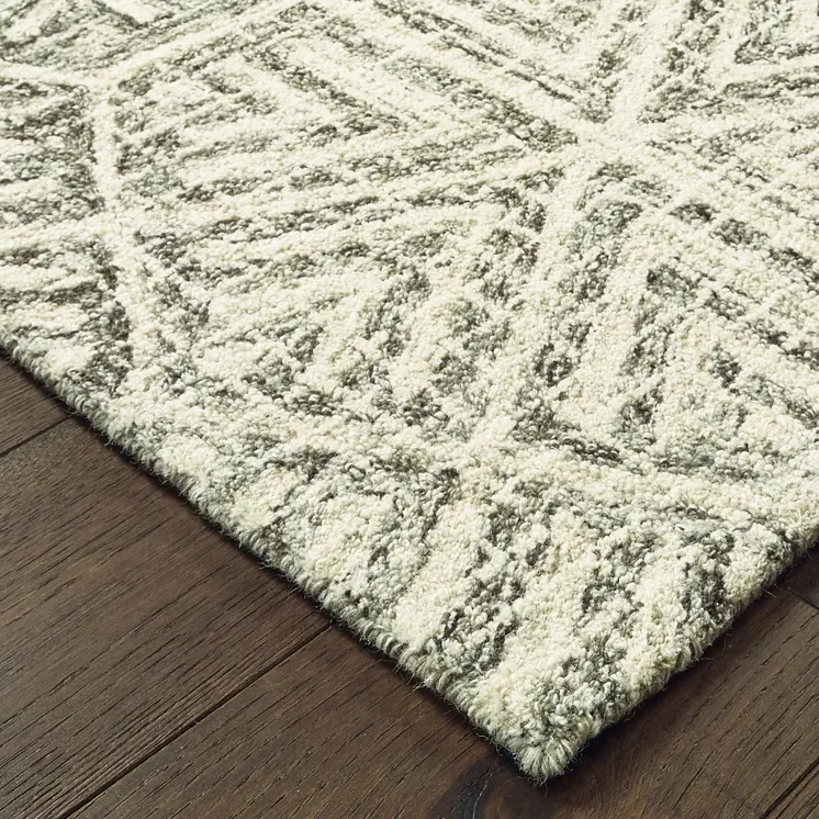 10' X 13' Gray And Ivory Wool Geometric Hand Tufted Area Rug