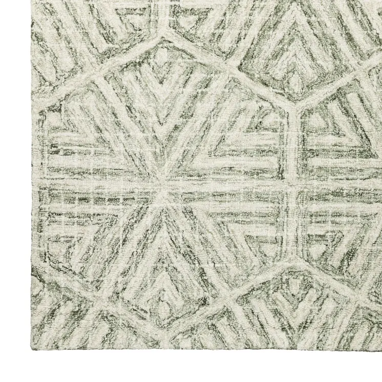 10' X 13' Gray And Ivory Wool Geometric Hand Tufted Area Rug
