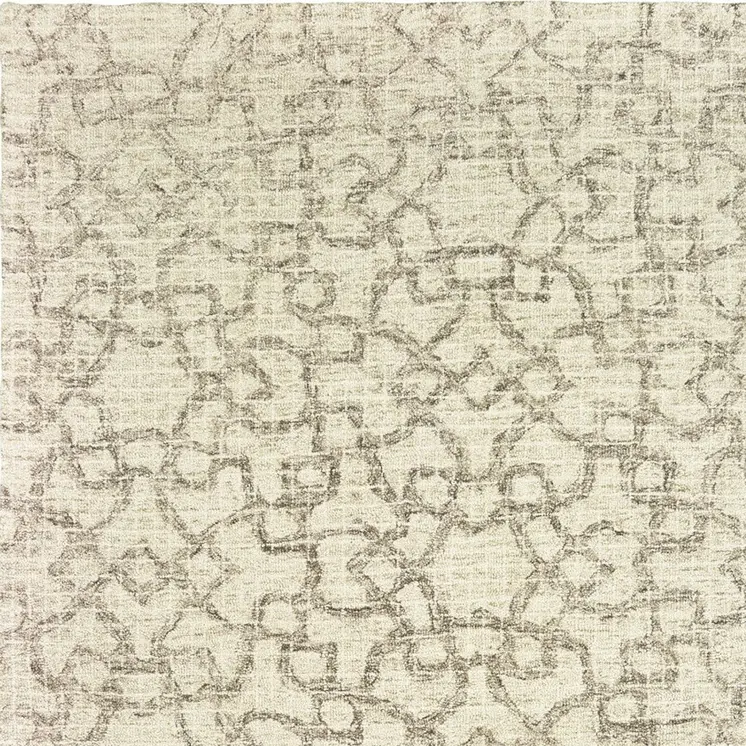 10' X 13' Tan And Ivory Wool Geometric Hand Tufted Area Rug