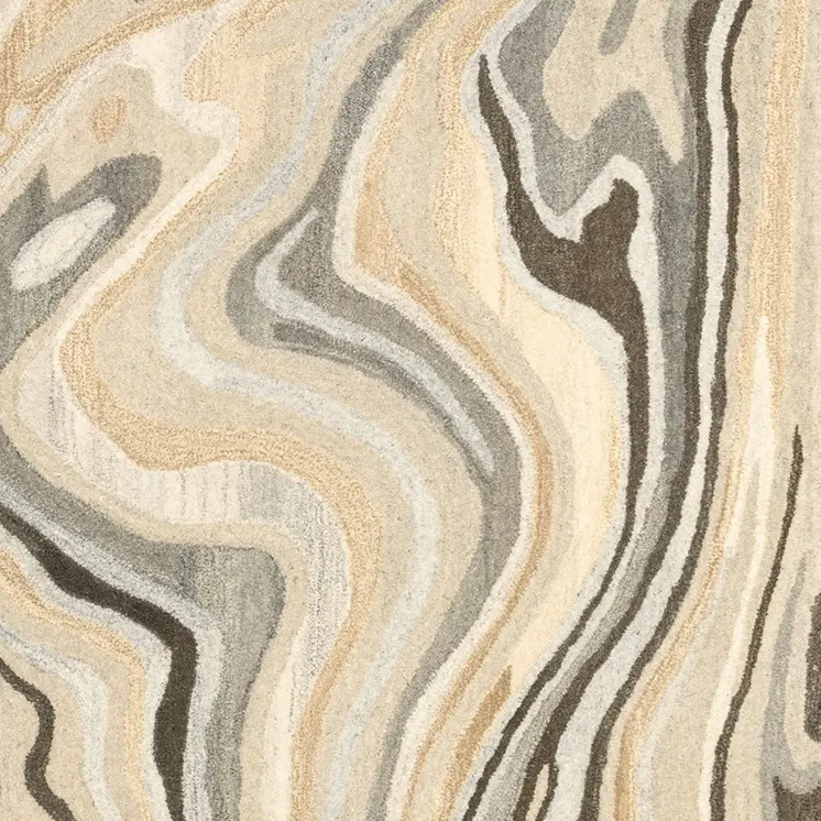 10' X 13' Beige And Charcoal Wool Abstract Hand Tufted Area Rug