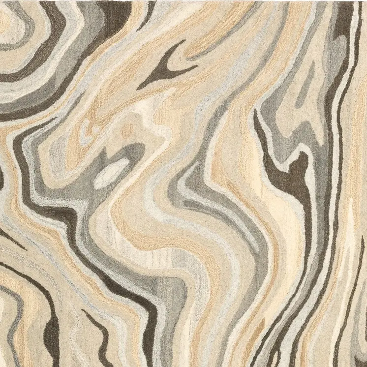 10' X 13' Beige And Charcoal Wool Abstract Hand Tufted Area Rug