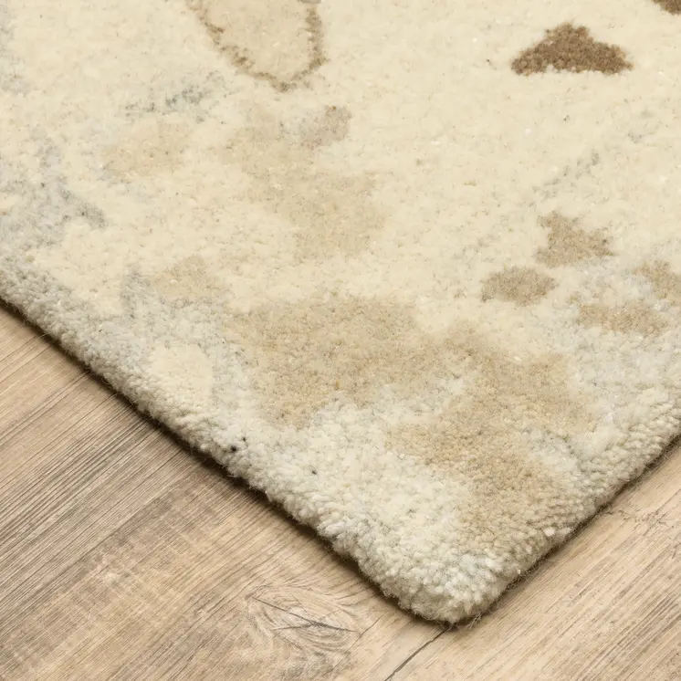 10' X 13' Beige Wool Abstract Hand Tufted Area Rug