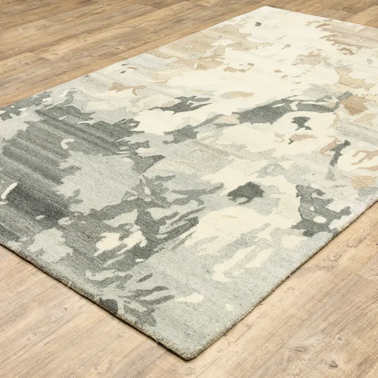 10' X 13' Beige Wool Abstract Hand Tufted Area Rug