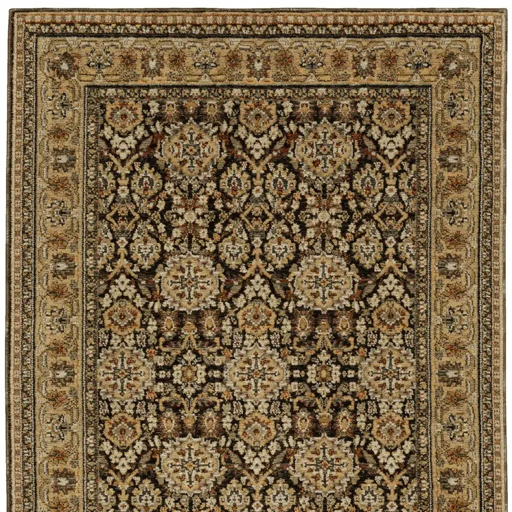 10' X 13' Brown And Gold Oriental Area Rug