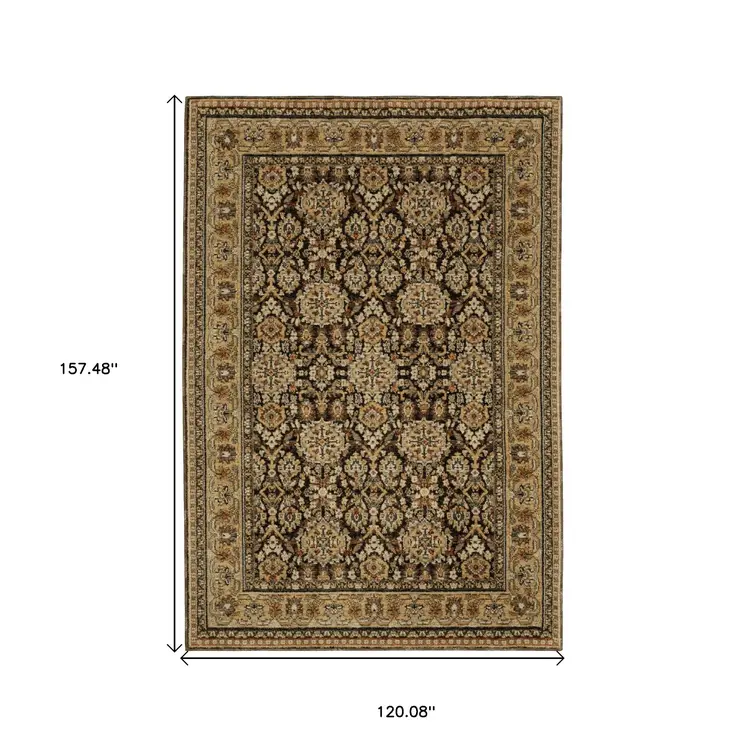 10' X 13' Brown And Gold Oriental Area Rug