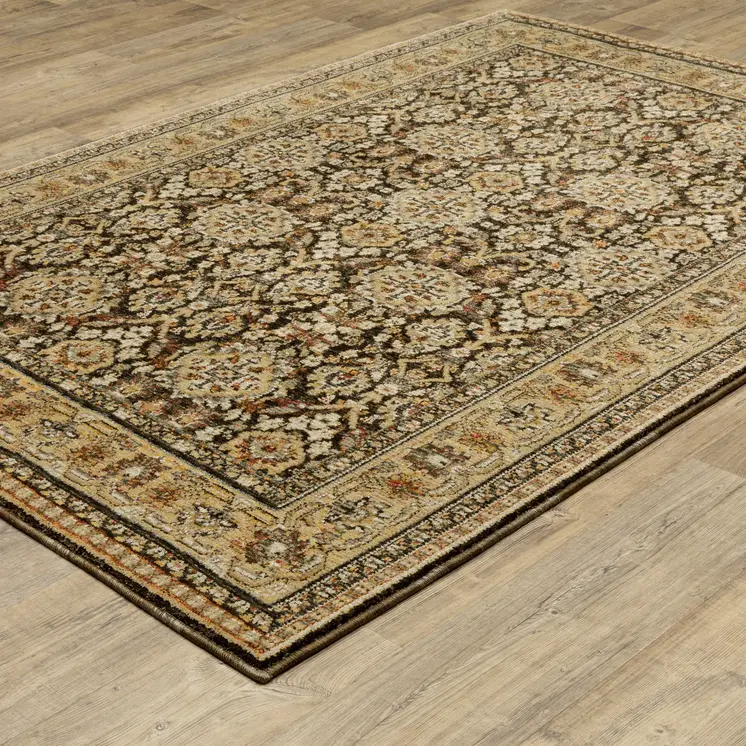 10' X 13' Brown And Gold Oriental Area Rug