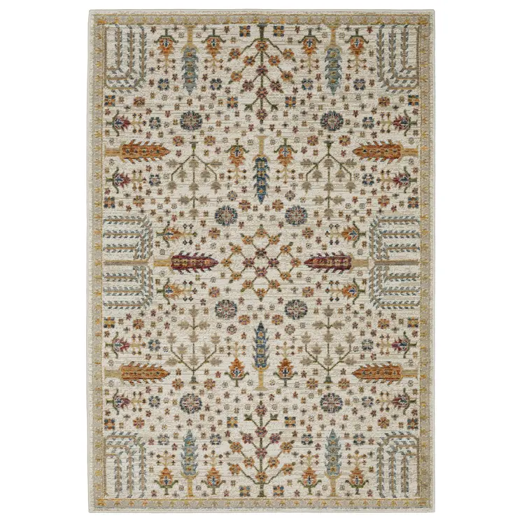10' X 13' Ivory And Gold Oriental Area Rug