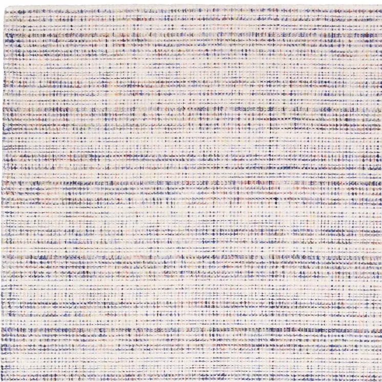 10' X 13' Ivory Blue And Yellow Striped Hand Tufted Area Rug