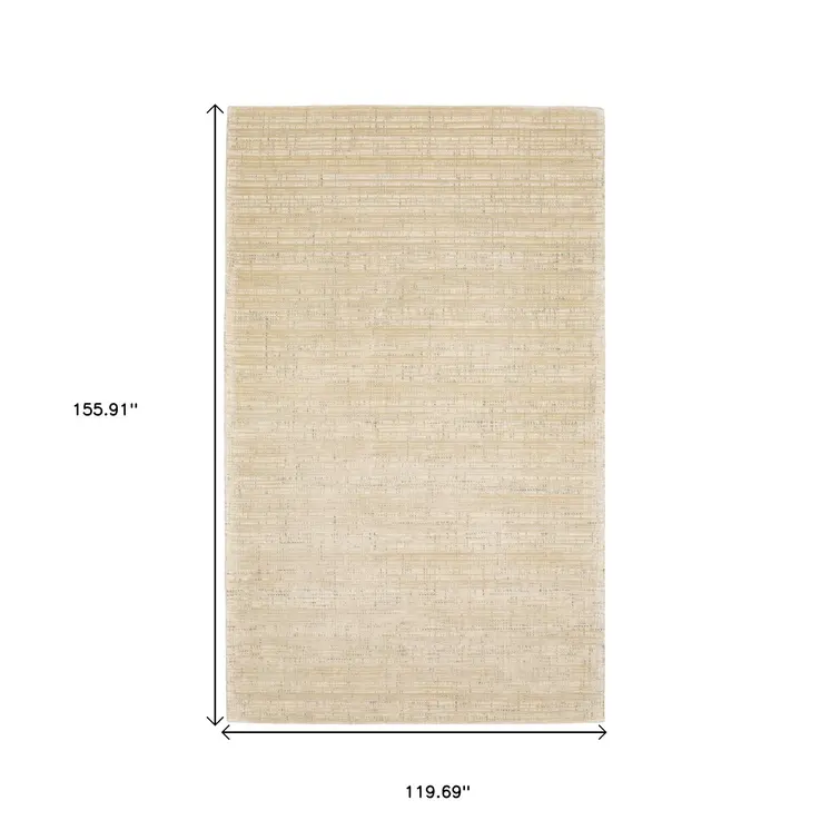 10' X 13' Beige And Ivory Striped Hand Tufted Area Rug