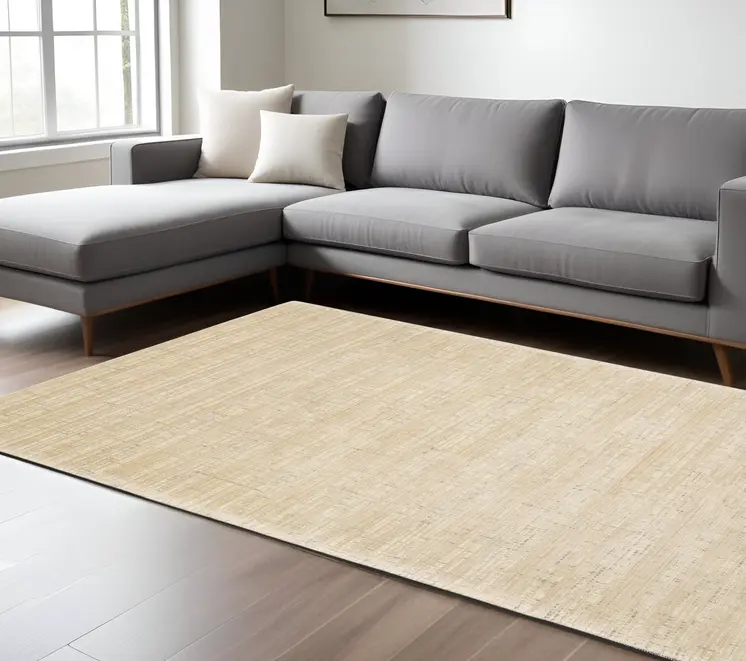 10' X 13' Beige And Ivory Striped Hand Tufted Area Rug