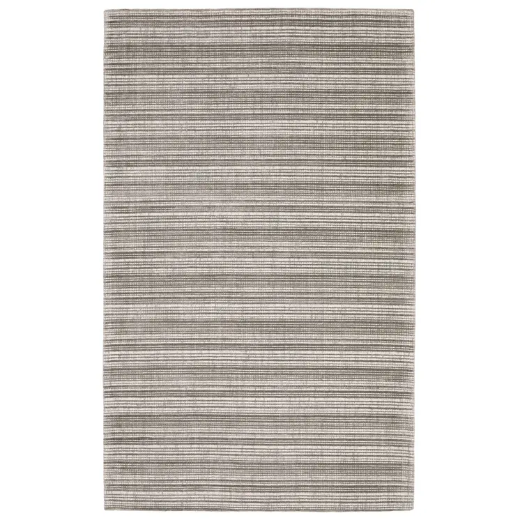 10' X 13' Gray And Ivory Striped Hand Tufted Area Rug