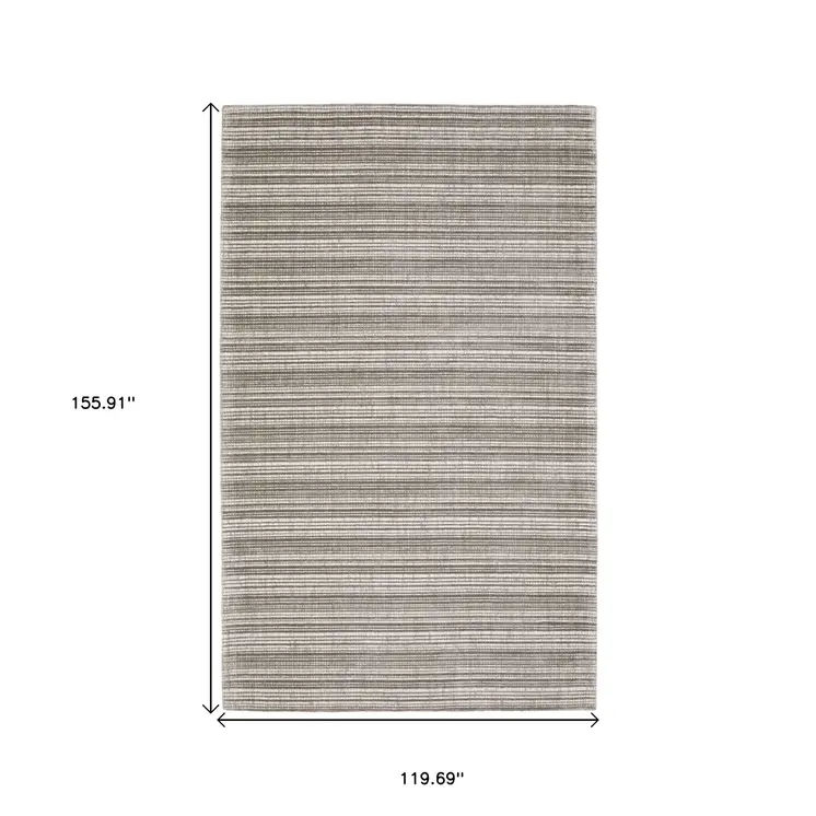 10' X 13' Gray And Ivory Striped Hand Tufted Area Rug