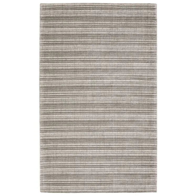 10' X 13' Gray And Ivory Striped Hand Tufted Area Rug