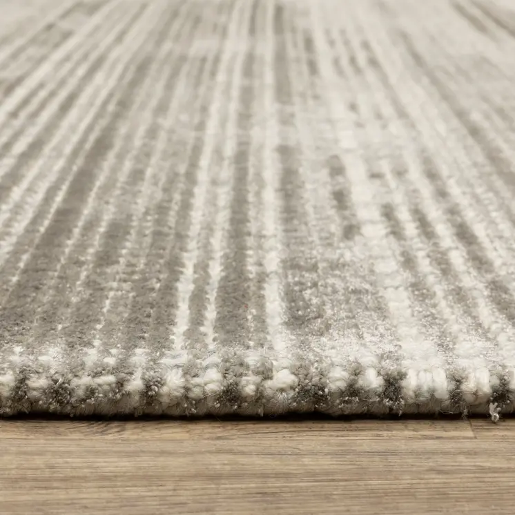 10' X 13' Gray And Ivory Striped Hand Tufted Area Rug