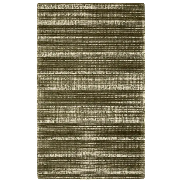 10' X 13' Green And Ivory Striped Hand Tufted Area Rug