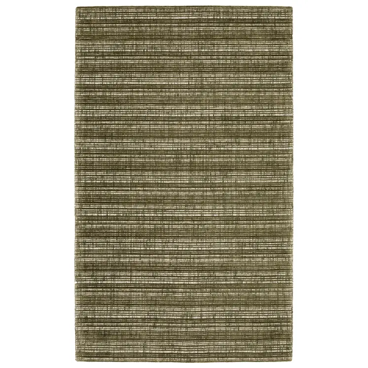 10' X 13' Green And Ivory Striped Hand Tufted Area Rug