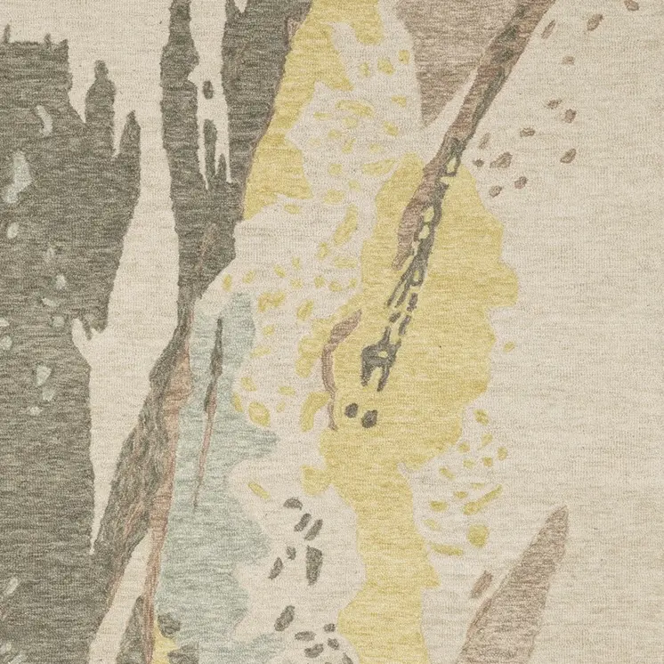 10' X 13' Beige And Yellow Wool Abstract Hand Tufted Area Rug