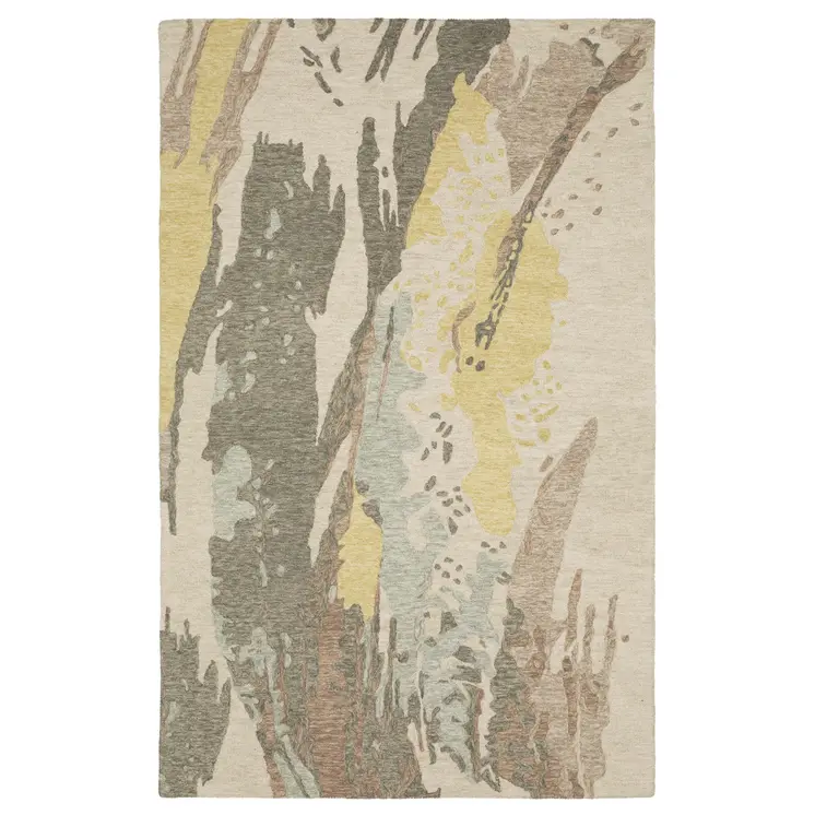 10' X 13' Beige And Yellow Wool Abstract Hand Tufted Area Rug