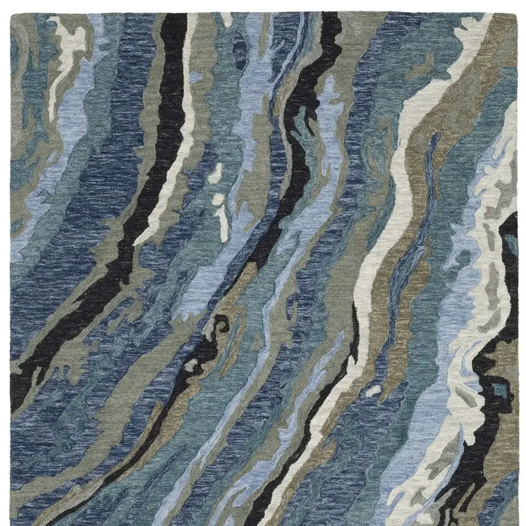10' X 13' Blue And Teal Wool Abstract Hand Tufted Area Rug