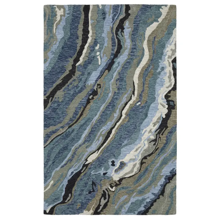 10' X 13' Blue And Teal Wool Abstract Hand Tufted Area Rug