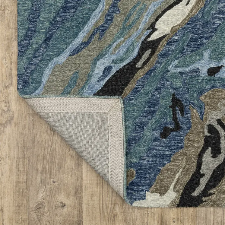10' X 13' Blue And Teal Wool Abstract Hand Tufted Area Rug
